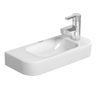 Duravit Waschtisch 50 cm, mit Armaturenloch rechts, ohne Überlauf, Weiß HAPPY D. 0711500008