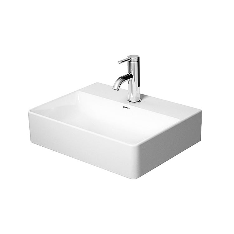 Duravit Konsolenspüle 45 cm Einloch, ohne Überlauf, mit Hahnlochbank, Unterseite emailliert, Weiß DURASQUARE 0732450041