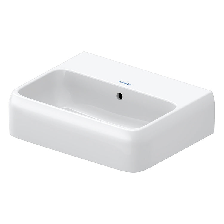 Duravit Waschbecken L. 45 cm, mit Überlauf, ohne Armaturenloch, Weiß QATEGO 0746450060