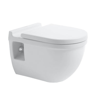 Duravit Hängendes Komfort-WC mit Schlagmechanismus, ohne Sitz, Sitzhöhe + 5 cm, Spülwasserbedarf 6 l, UWL Klasse 2, Weiß STARCK 2215090000