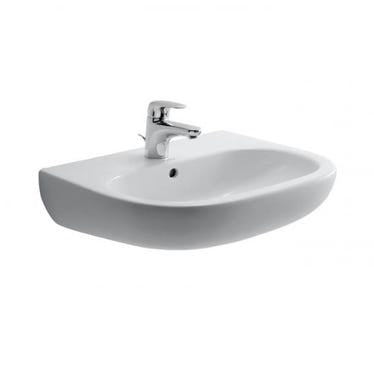 Duravit Waschbecken 55 cm mit Überlauf und Rand für Armaturen, Unterseite emailliert, Weiß D-CODE 2310550000