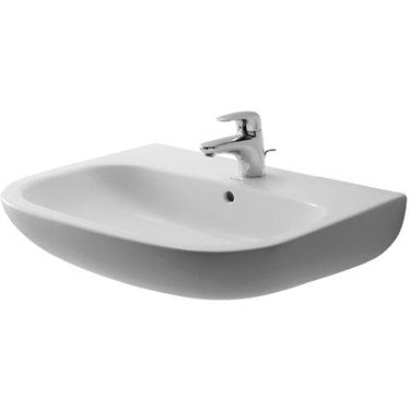 Duravit Waschbecken 65 cm mit Überlauf und Rand für Armaturen, Unterseite emailliert, Weiß D-CODE 2310650000