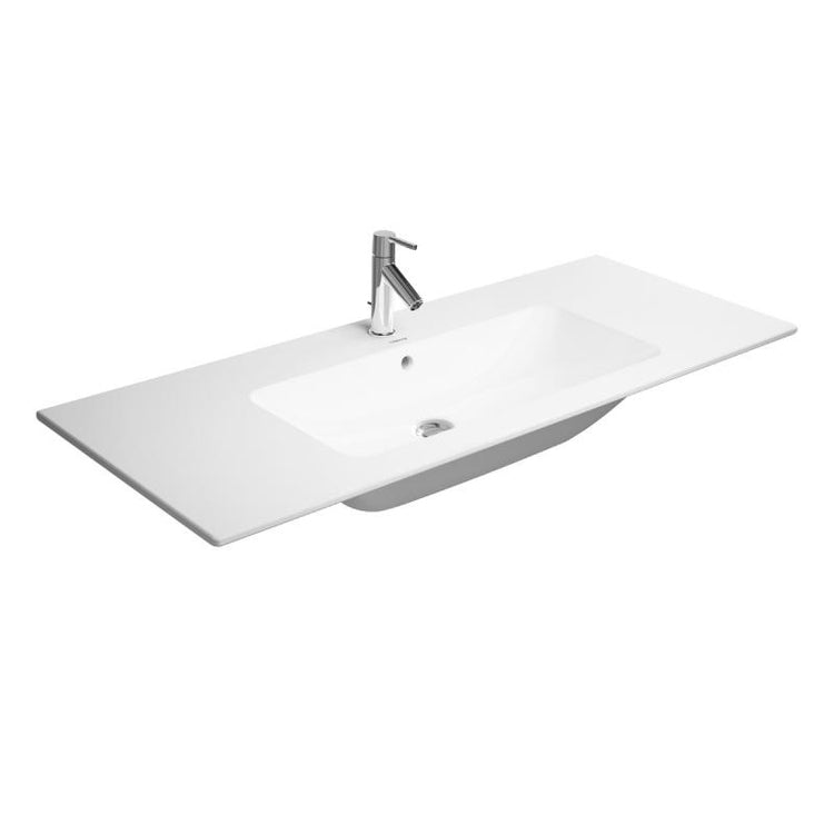 Duravit Konsolenwaschbecken L. 123 cm Einlochbohrung, mit Überlauf, mit Hahnlochbank, Weiß ME BY STARCK 2336120000