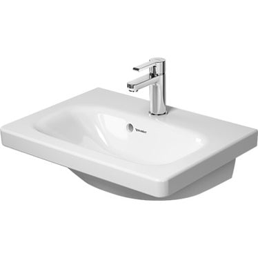 Duravit Waschbecken Konsolen-Compact 55 cm Einloch, mit Überlauf, mit Hahnlochbank, Unterseite emailliert, Weiß DURASTYLE 2337550000