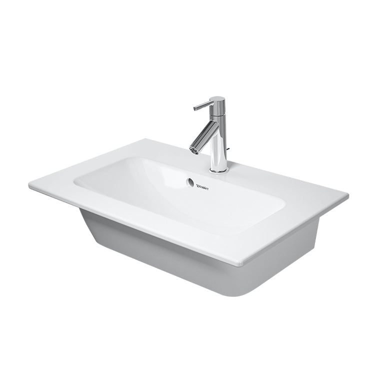 Duravit Konsolenwaschbecken Compact 63 cm Einloch, mit Überlauf, mit Armaturenrand, Weiß matt ME BY STARCK 2342633200
