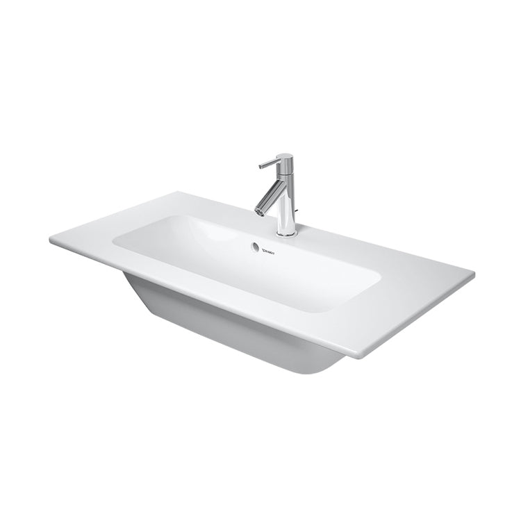Duravit Konsolenwaschbecken Compact 83 cm Einloch, mit Überlauf, mit Hahnlochbank, Weiß, matte Oberfläche ME BY STARCK 2342833200