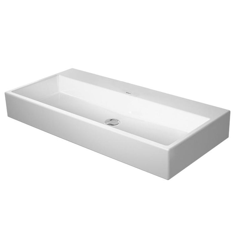 Duravit Konsolenspüle 100 cm, ohne Loch für Armaturen, ohne Überlauf, mit Hahnlochbank, untere Seite emailliert, Weiß VERO AIR 2350100070