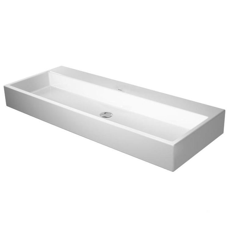 Duravit Konsolwaschbecken 120 cm, ohne Loch für Armaturen, ohne Überlauf, mit Armaturenrand, untere Seite emailliert, Weiß VERO AIR 2350120070