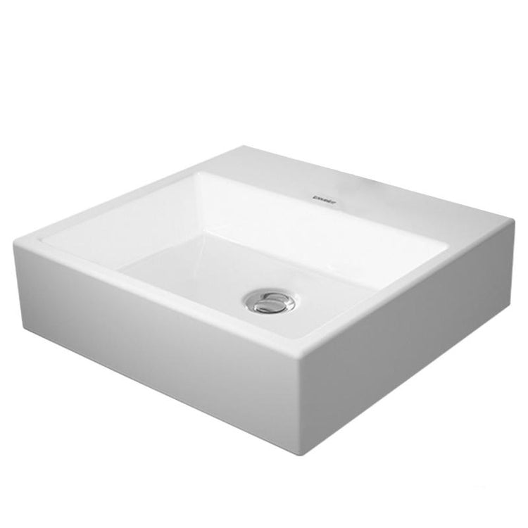 Duravit Aufsatzwaschbecken 50 cm, ohne Hahnloch, mit Korrektur, ohne Überlauf, mit Rand für Armatur, Rückseite emailliert, Weiß VERO AIR 2352500070