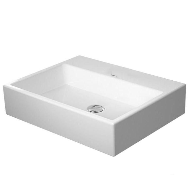 Duravit Aufsatzwaschbecken 60 cm, ohne Hahnloch, mit Korrekturrand, ohne Überlauf, mit Hahnlochrand, hintere Seite emailliert, Weiß VERO AIR 2352600070