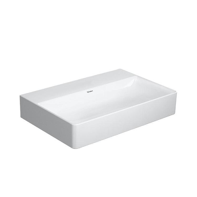 Duravit Konsolenwaschbecken Compact 50 cm ohne Armaturenloch, ohne Überlauf, mit Hahnlochbank, untere Seite emailliert, Weiß DURASQUARE 2356600070