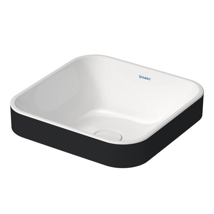 Duravit Aufsatzwaschbecken 40 cm mit Korrektur, ohne Loch und ohne Überlauf, Innenfarbe Weiß glänzende Oberfläche, Außenfarbe Anthrazit matte Oberfläche HAPPY D. PLUS 2359406100