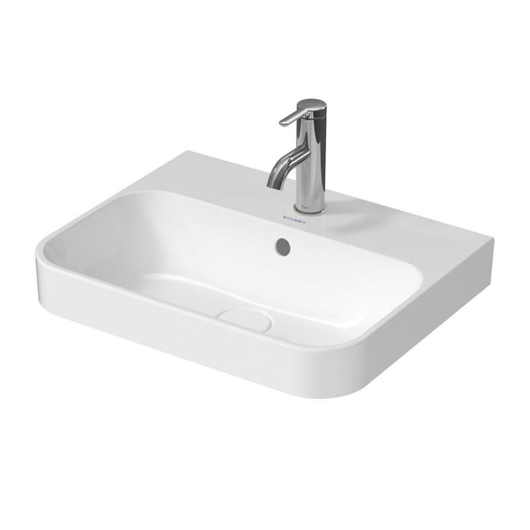 Duravit Aufsatzbecken 50 cm mit Kantenglättung, Einloch, mit Überlauf, Weiß HAPPY D. PLUS 2360500000