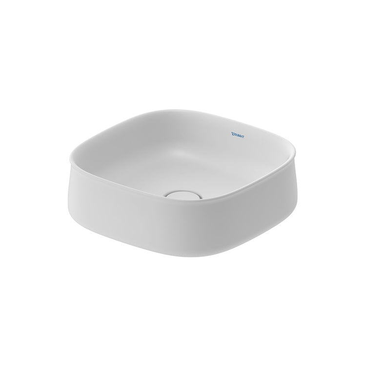 Duravit Aufsatzwaschbecken quadratisch 42 cm, mit Nachbearbeitung, ohne Überlauf und Rand für die Armatur, Weiß, matte Oberfläche ZENCHA 2373423279