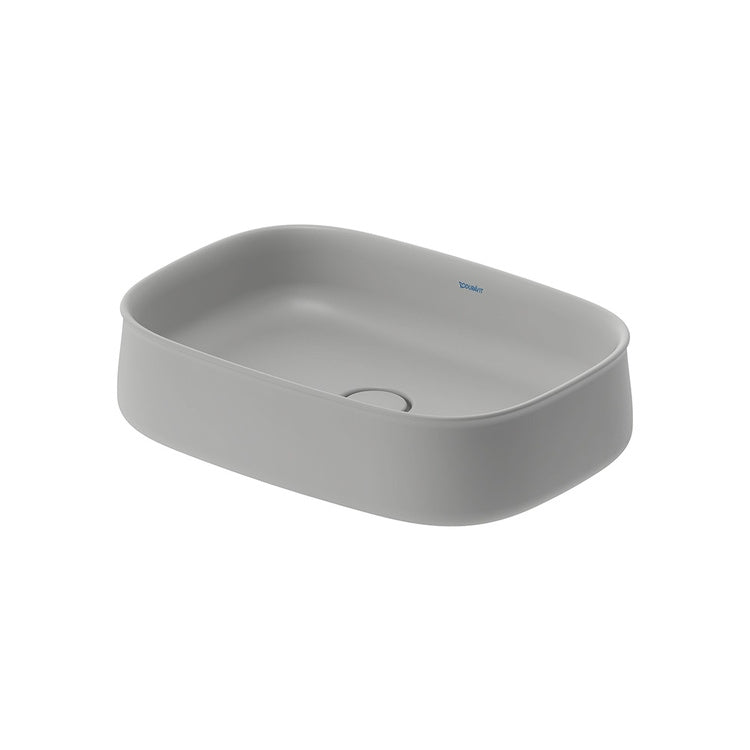 Duravit Aufsatzbecken L. 55 T. 39 cm, mit Korrektur, ohne Überlauf und Rand für Armaturen, Farbe Grau, matte Oberfläche ZENCHA 2373556779
