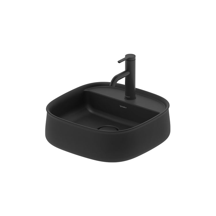 Duravit Aufsatzwaschbecken quadratisch 42 cm, Einloch, mit Korrektur, ohne Überlauf, Farbe Anthrazit matt Finish ZENCHA 2374421371