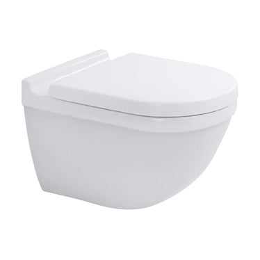 Duravit Hängendes WC Rimless® zum Einrasten, ohne Rand, ohne Sitz, Spülwassermenge 4,5 l, UWL Klasse 1, HygieneGlaze, Weiß STARCK 2527092000