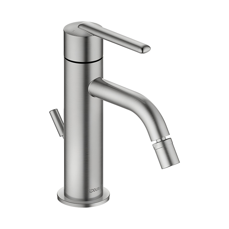 Duravit Einhebelmischer für Bidet, mit Ablauf, gebürstete Edelstahloberfläche BALCOON BA2400001070