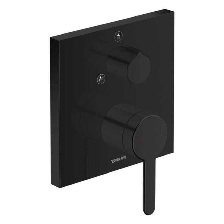 Duravit Einhandmischer quadratisch, Einbau, für Dusche, mit Umsteller, Farbe schwarz matt C. C14210011046