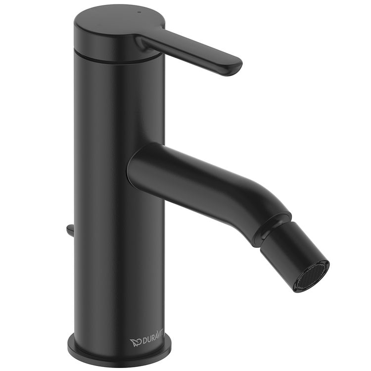 Duravit Einhebel-Bidetmischer, mit Ablaufgarnitur und Pop-up, Schwarz matt C. C12400001046