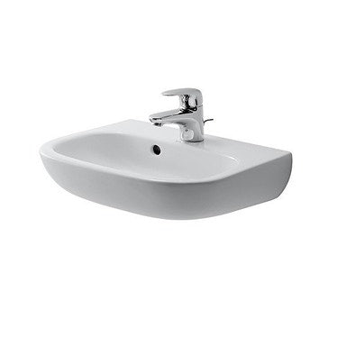 Duravit Handwaschbecken mit Überlauf und Armaturenrand, Unterseite emailliert, Weiß D-CODE 0705450000