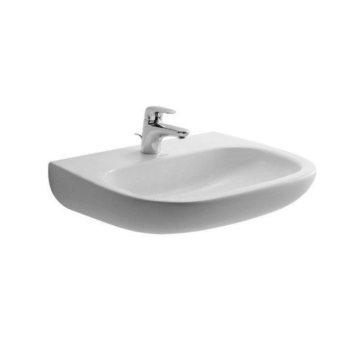 Duravit Waschtisch Med Einloch 55 cm zur Wandmontage, ohne Überlauf, mit Armaturenrand, untere Seite emailliert, Weiß D-CODE 2311550000