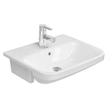 Duravit Halb eingelassenes Waschbecken 55 cm einloch, mit Überlauf, mit Hahnlochbank, Weiß DURASTYLE 0375550000