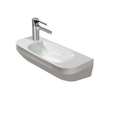 Duravit Handwaschbecken 50 cm Einloch mit Bohrung für Armatur links, ohne Überlauf, mit Armaturenrand, Unterseite emailliert, Weiß DURASTYLE 0713500009