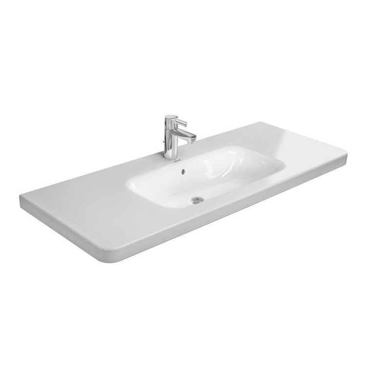 Duravit Konsolenwaschbecken 120 cm Einloch, mit Überlauf und mit Hahnlochbank, Unterseite emailliert, Weiß DURASTYLE 2320120000