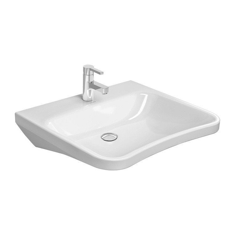 Duravit Waschbecken Vital Med 65 cm Einloch, ohne Überlauf, mit Hahnlochbank, Unterseite emailliert, Weiß DURASTYLE 2330650000