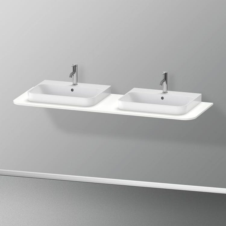 Duravit Konsole mit zwei Ausschnitten für Waschbecken 160 cm, für Unterschränke mit Konsole, Weiß matt HAPPY D. PLUS HP032HB3636
