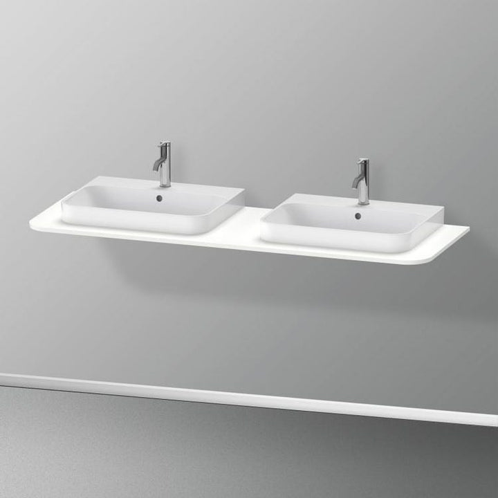 Duravit Konsole mit zwei Ausschnitten für Waschbecken 160 cm, für Unterschränke mit Konsole, Weiß matt HAPPY D. PLUS HP032HB3636