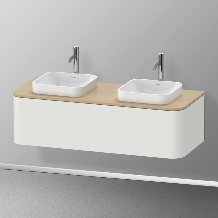 Duravit Hängender Unterschrank 130 cm für Konsole, 1 herausziehbares Element, Farbe Nordic Weiß, matte Oberfläche HAPPY D. PLUS HP4943B3939