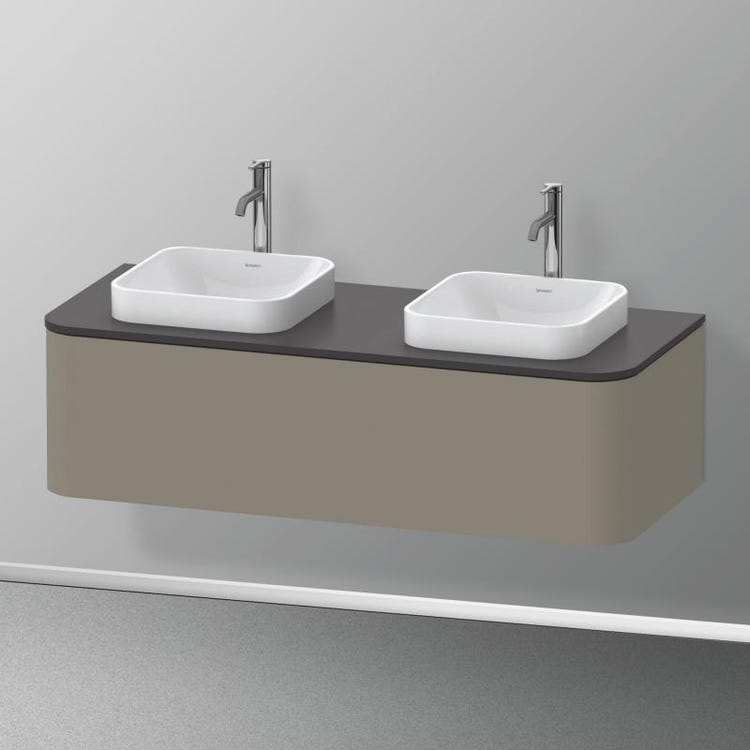 Duravit Hängender Unterschrank 130 cm für Konsole, 1 ausziehbares Element, Farbton Stein Grau, matte Oberfläche HAPPY D. PLUS HP4943B9292