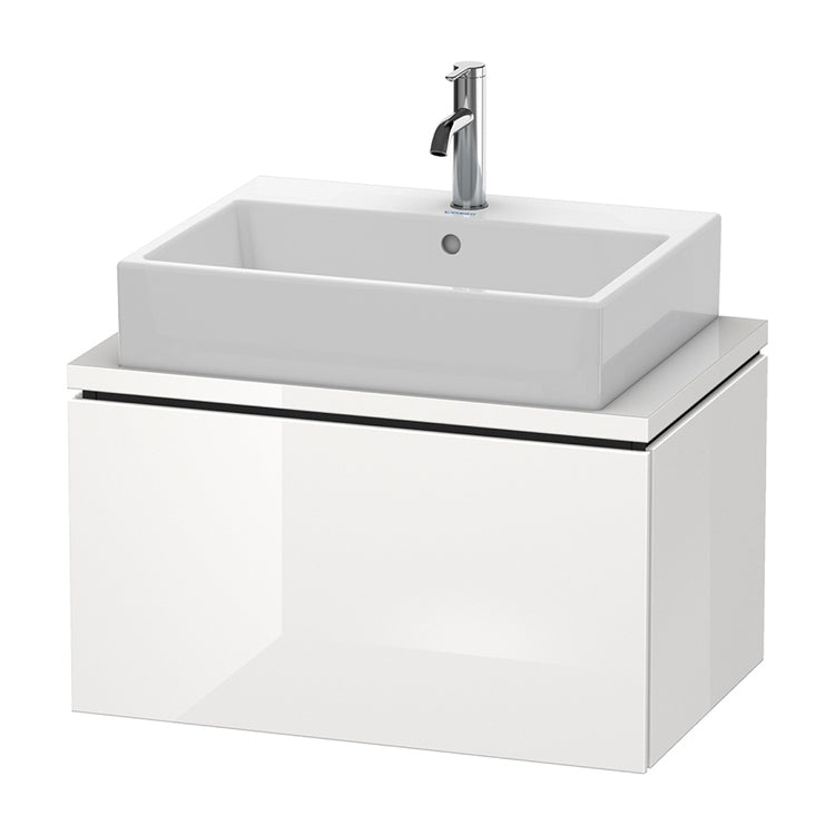 Duravit Hängender Unterschrank unter dem Waschbecken L. 72 T. 48 cm, mit 1 ausziehbarem Element, ohne Konsol, Weiß glänzende Oberfläche L-CUBE LC580102222