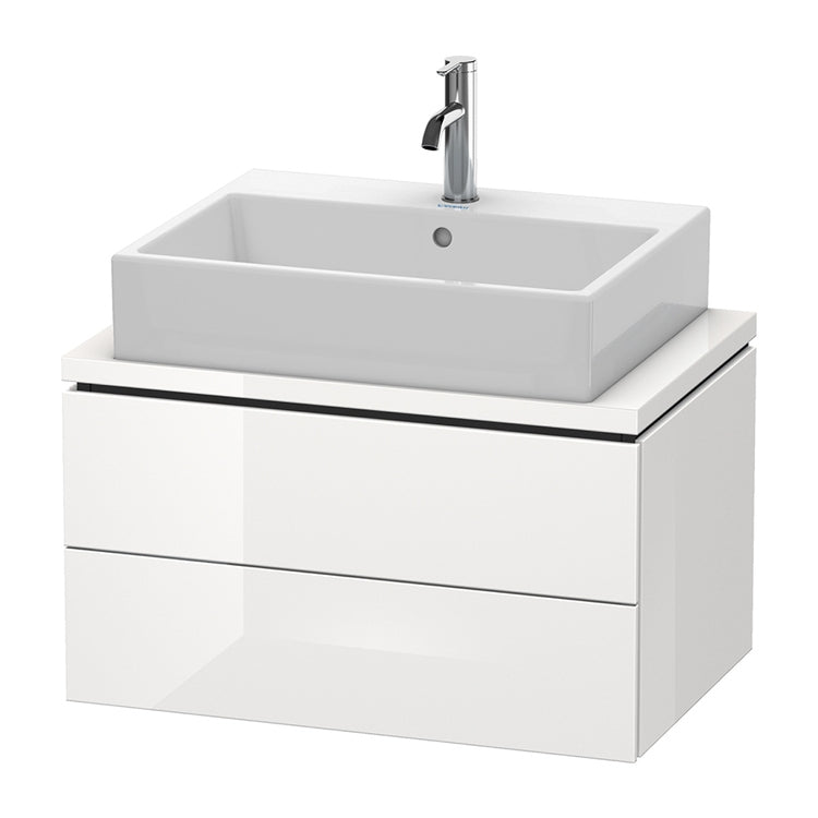 Duravit Hängender Unterschrank L. 72 T. 48 cm, mit 2 Schubladen, Aussparung für Siphon und Siphonabdeckung, Weiß, glänzende Oberfläche L-CUBE LC580602222