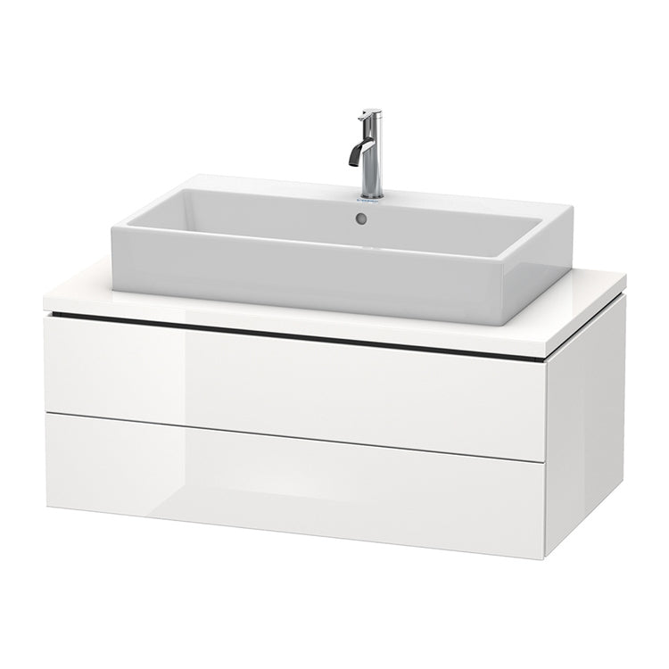 Duravit Hängender Unterschrank für Waschtisch L. 102 T. 55 cm, mit 2 Schubladen, Ausschnitt für Siphon und Siphonabdeckung, ohne Konsole, Weiß, glänzende Oberfläche L-CUBE LC581902222
