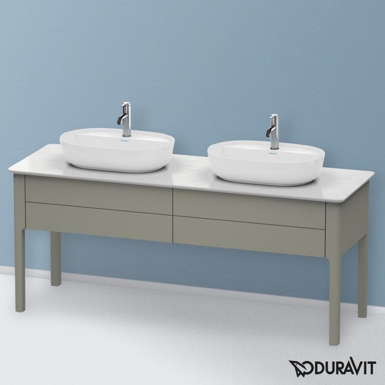 Duravit Bodenstehender Unterschrank für Konsolen 173 cm, 2 ausziehbare Elemente, Farbe Stein Grau, matte Oberfläche LUV LU9562B9292