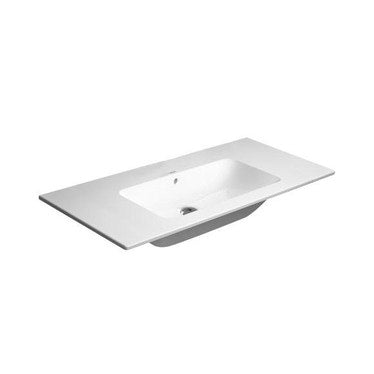 Duravit Konsolenwaschbecken 103 cm ohne Hahnloch, mit Überlauf, mit Hahnlochrand, Weiß ME BY STARCK 2336100060