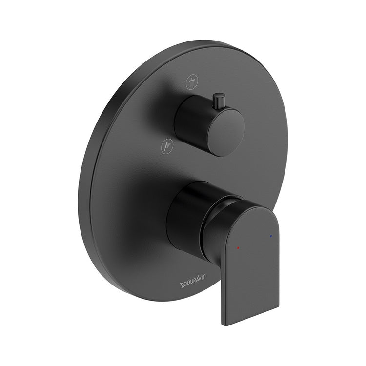Duravit Einhand-Duschmischer, Einbau, ohne Einbaukörper, mit Umsteller, Schwarz matt TULUM TU4210012046