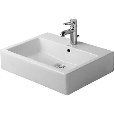 Duravit Aufsatzwaschbecken 50 cm, Einloch, mit Korrektur und Überlauf, Weiß VERO 0452500000