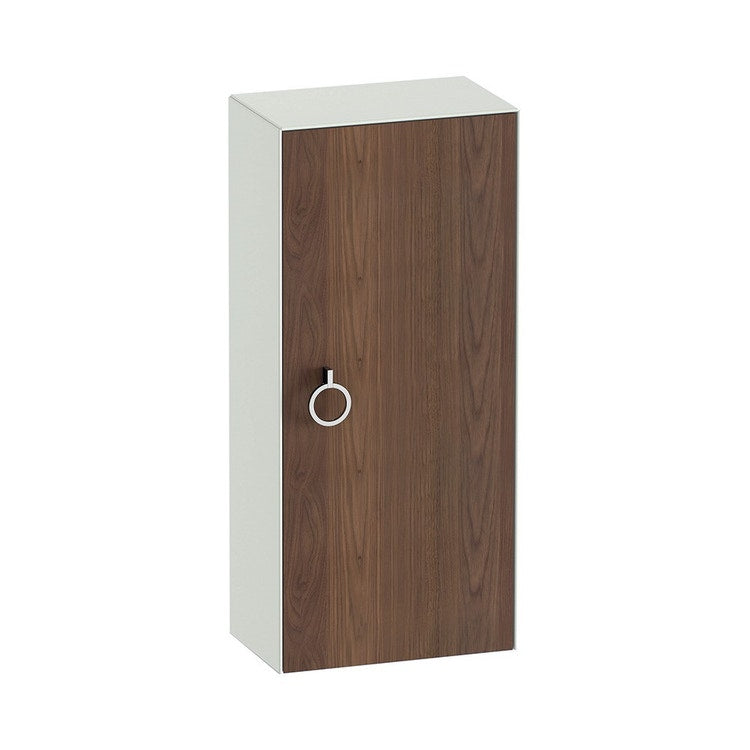 Duravit Niedrige Säule H. 88 cm, 1 Tür mit linksseitigem Scharnier und 2 Glasböden mit Aluminiumstützen, Front aus massivem Holz, Nussbaum-Finish, Korpus in Weiß, glänzende Ausführung WHITE TULIP WT1323L7736