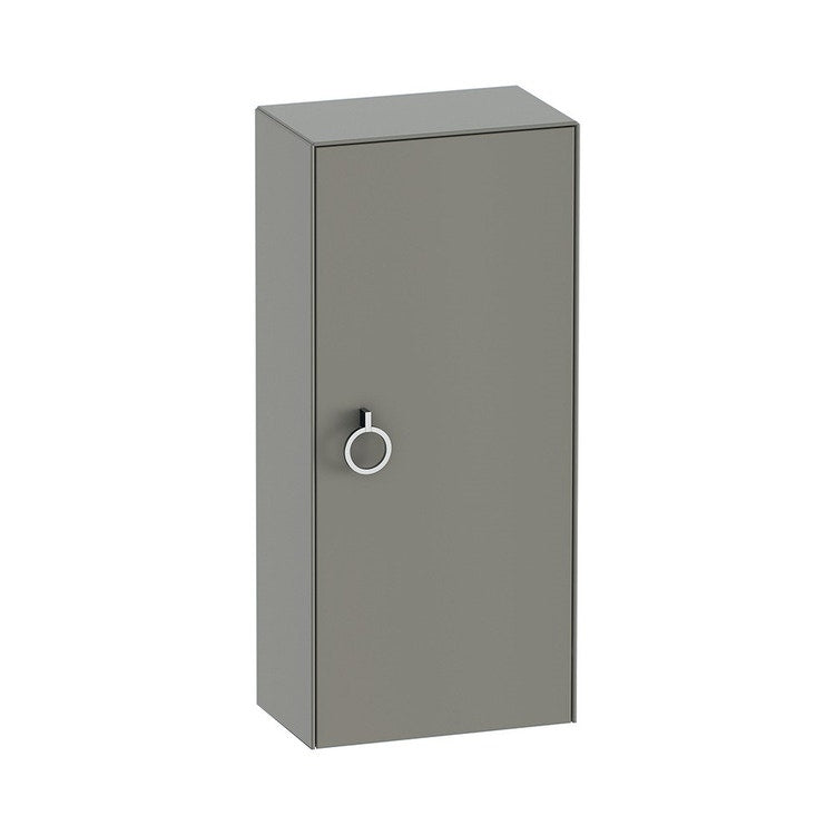 Duravit Niedrige Säule H. 88 cm, 1 Tür mit linksseitigem Scharnier und 2 Glasböden mit Aluminiumstützen, Front aus massivem Holz in Nussbaum-Finish, Korpusfarbe Taupe matt WHITE TULIP WT1323L7760