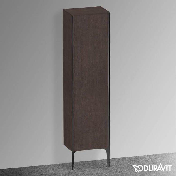 Duravit Bodenstandsäule H. 177 cm, rechts angeschlagenes Scharnier, matt schwarzes Profil, gebürstete dunkelbraune Eiche Oberfläche XVIU XV1336RB272