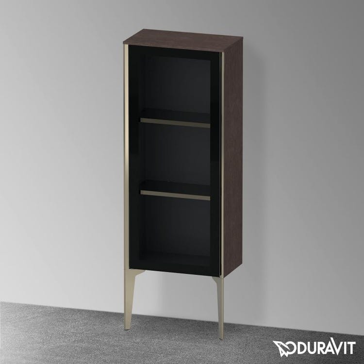 Duravit Niedrige Säule für den Boden H. 89 cm mit Glastüren, Scharnier links, matt champagnerfarbener Rahmen, graphitgraue Farbe, matte Ausführung XVIU XV1360LB149