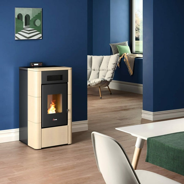 Cadel River 23 – Pelletofen (wasserführend), 22,4 kW, WLAN, Elfenbein