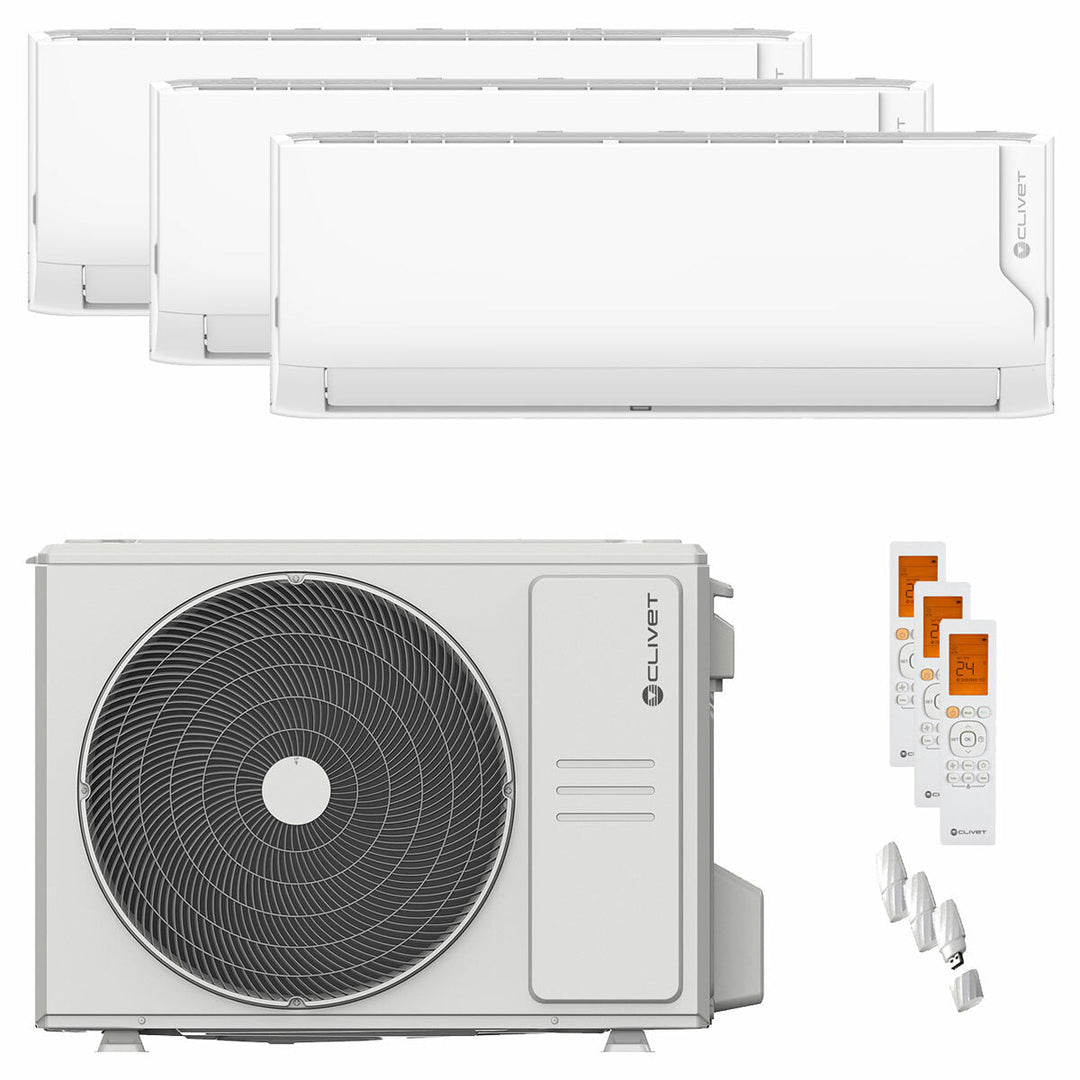 Clivet Cristallo 2 9000+9000+9000 BTU – Multisplit-Klimagerät (3 Innengeräte), 6,2/6,44 kW, R32, A++/A+, WLAN