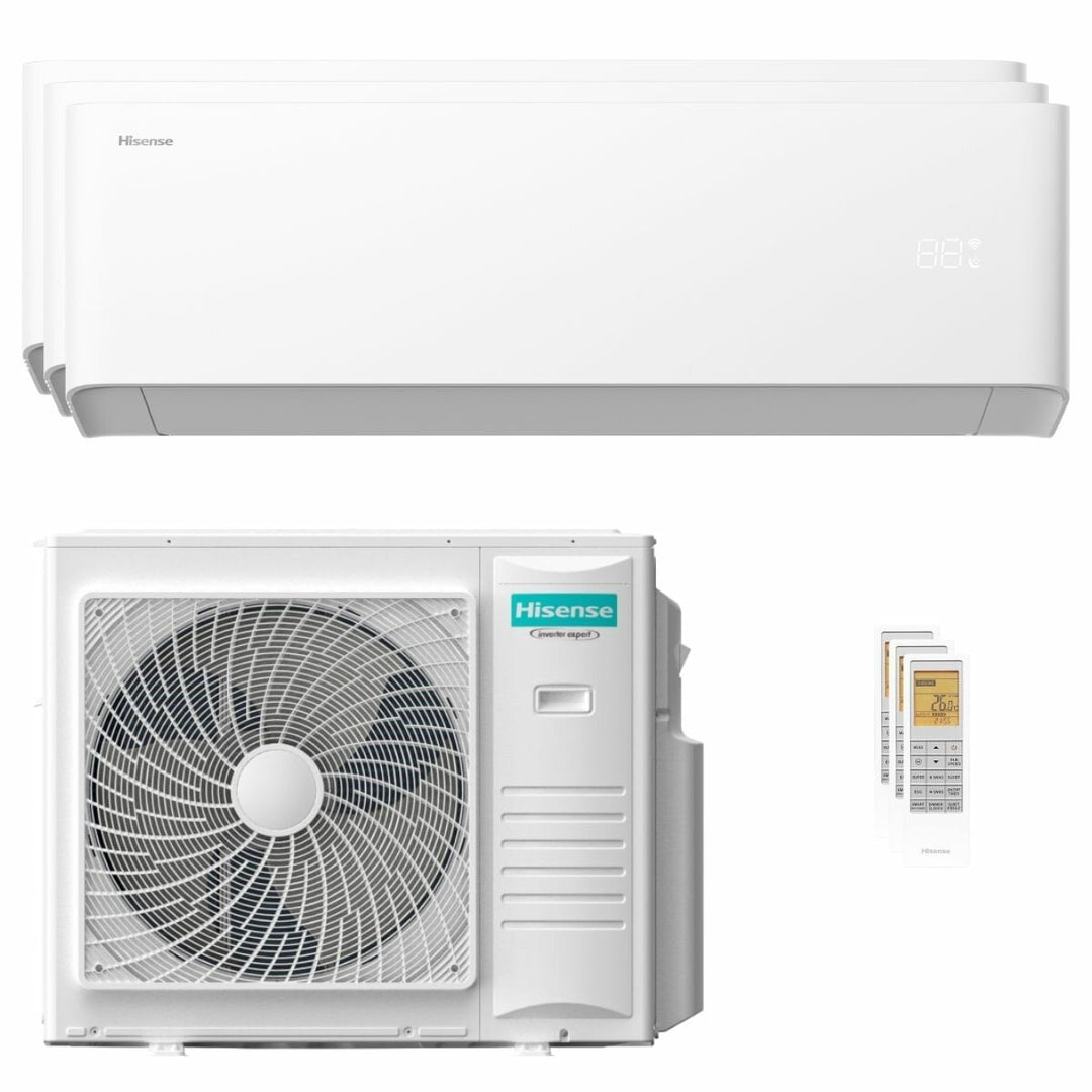 Hisense Uni HB 12000+12000+18000 BTU – Multisplit-Klimagerät (3 Innengeräte), 10/11 kW, R32, A++/A+, WLAN