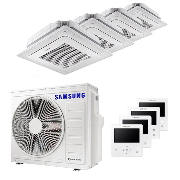Samsung Kassettengerät Windfree 4-Wege 9000+9000+9000+9000 BTU – Multisplit-Klimagerät (4x), 8/8,76 kW, R32, A++/A+