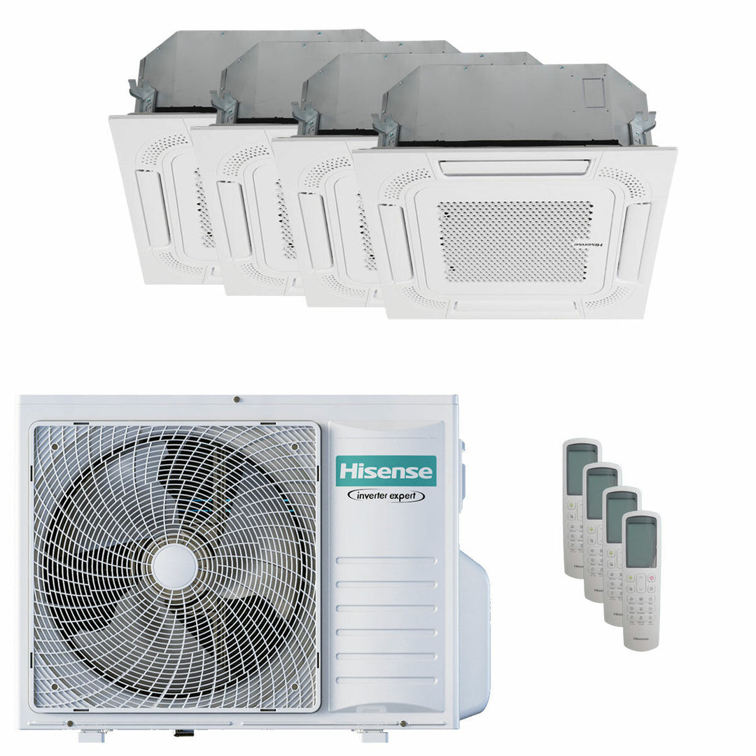 Hisense Kassettengerät ACT 9000+9000+9000+9000 BTU – Multisplit-Klimagerät (4x), 8/9 kW, R32, A++/A+